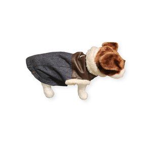 Bond & Co  Sherpa Denim faux leather Jacket/coat Dog medium: